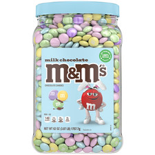 M&M's Milk Chocolate Assorted Pastel Easter Candy Bulk Jar 62 oz.