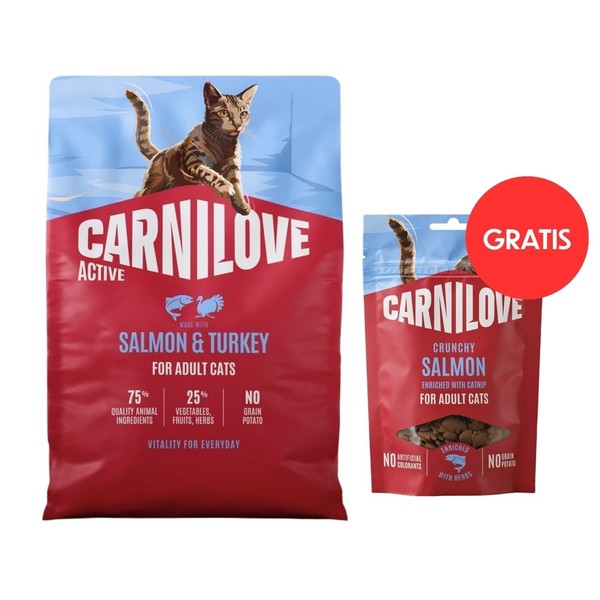 Carnilove Active Trockenfutter Mit Lachs Und Pute Getreidefrei 2Kg +Snack 50 G-image