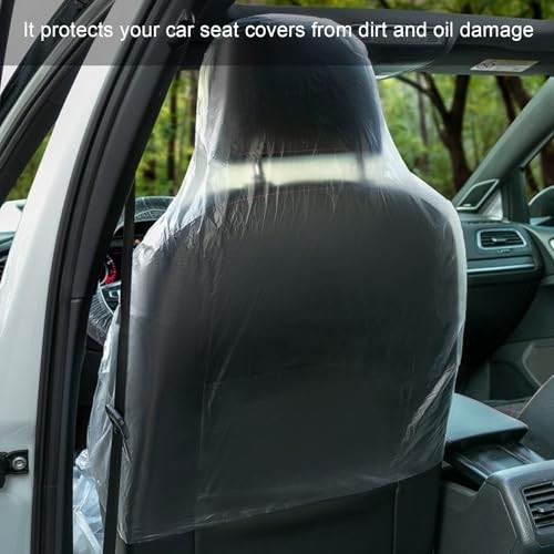 50 PCS Disposable Car Seat Covers, Clear Vehicle Seat Cover Waterproof Plastic  - Picture 5 of 8