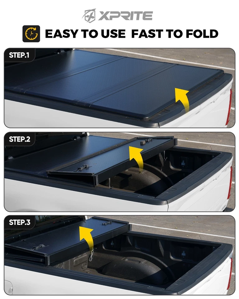 5FT 60" FRP Hard Tri-Fold Truck Bed Tonneau Cover for Nissan Frontier KC 2014+ Foto 4 de 4