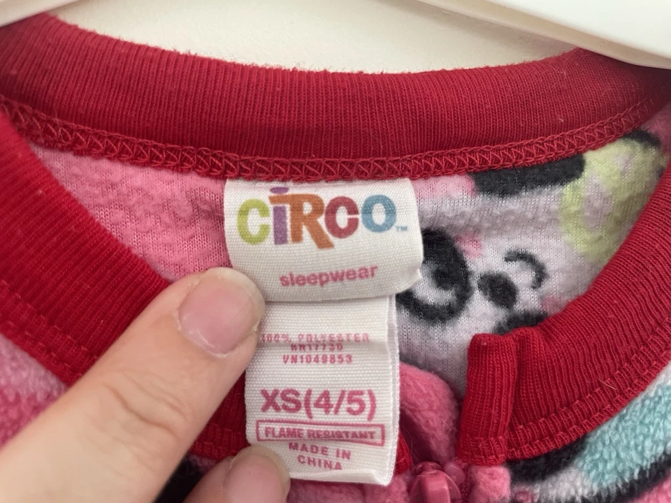 Circo Kid Girl 1-Piece Cute Panda Cozy Fleece Footie Long Sleeve PJs Pink Red XS - Image 2 of 4