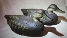 LL Bean Pair Black Duck Decoys Vintage George Soule Model All Original