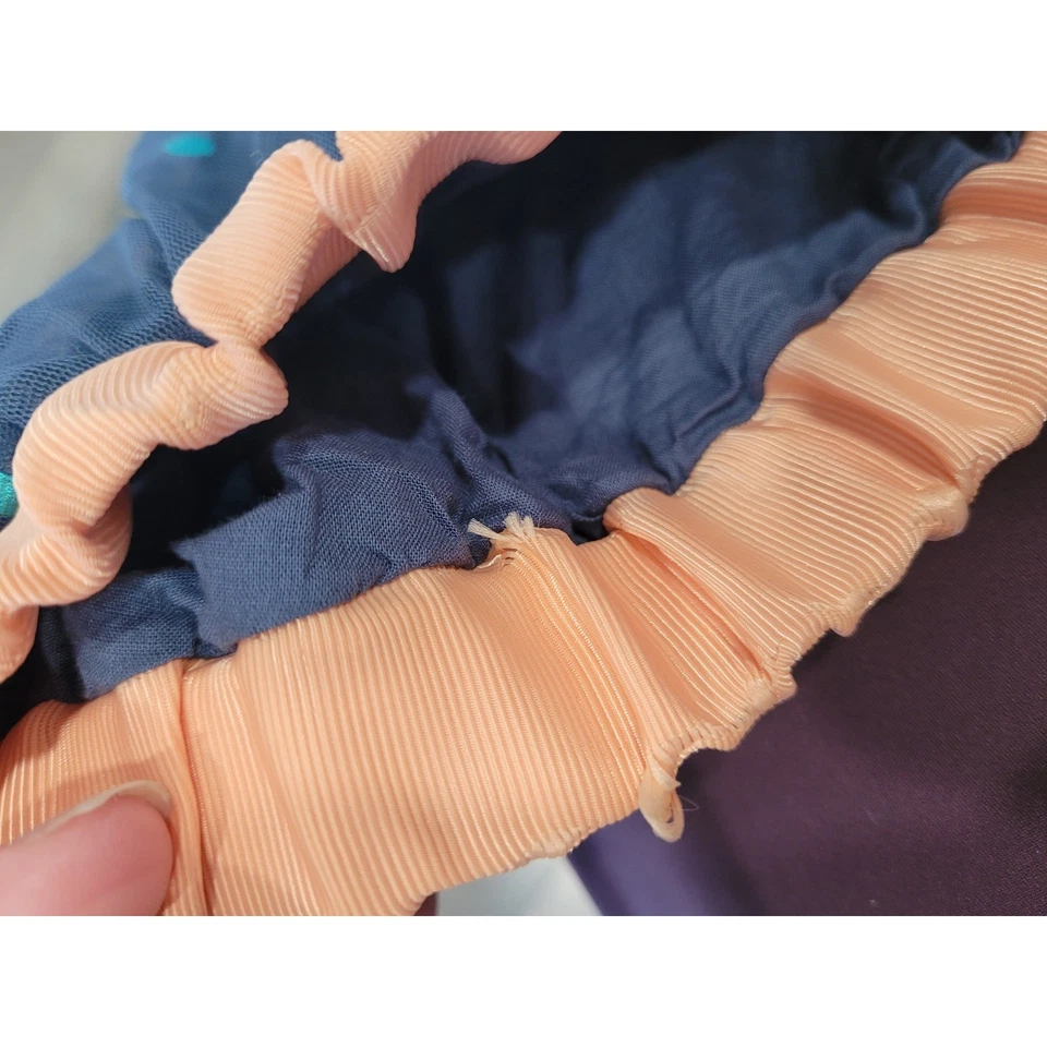 Peek Girls Blue Tulle Polka Dot Skirt Peach Ribbon Waist Size Small #5 - Image 4 of 4