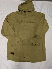 Unisex Adult's Dakine Baxter Waxed Canvas Brown Zip and SnapUp Jacket TgSz Large