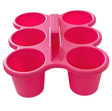Six Cup Caddy For School,Kidsroom,Pencil Holder,Plastic Cup Pink or Light Pink