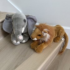 Walt Disney World Animal Kingdom Elephant  Lion Plush Stuffed Animals Lot of 2