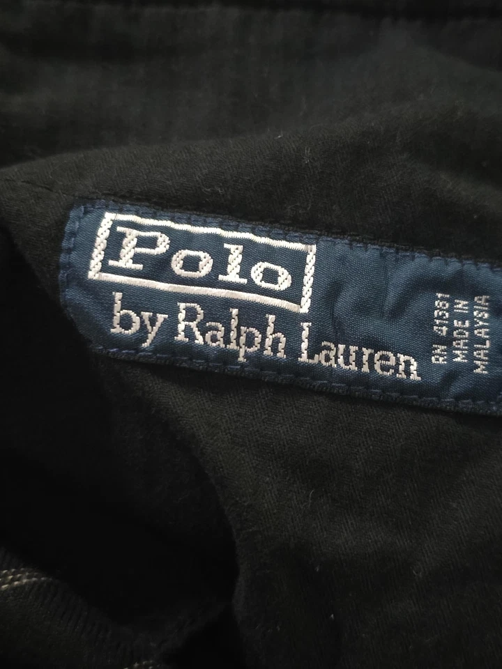 Vntg Polo Ralph Lauren Pants Mens 38x30 Navy Linen Pinstripe Button Fly Adjust - Image 4 of 4