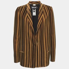 Just Cavalli BrownGold Striped Metallic Blend Regular Blazer M
