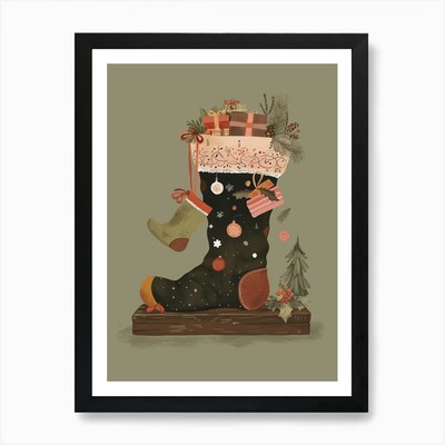 Joyful Stockings Ll Kunstdruck gerahmt Wandbild Poster Leinwanddruck Bild