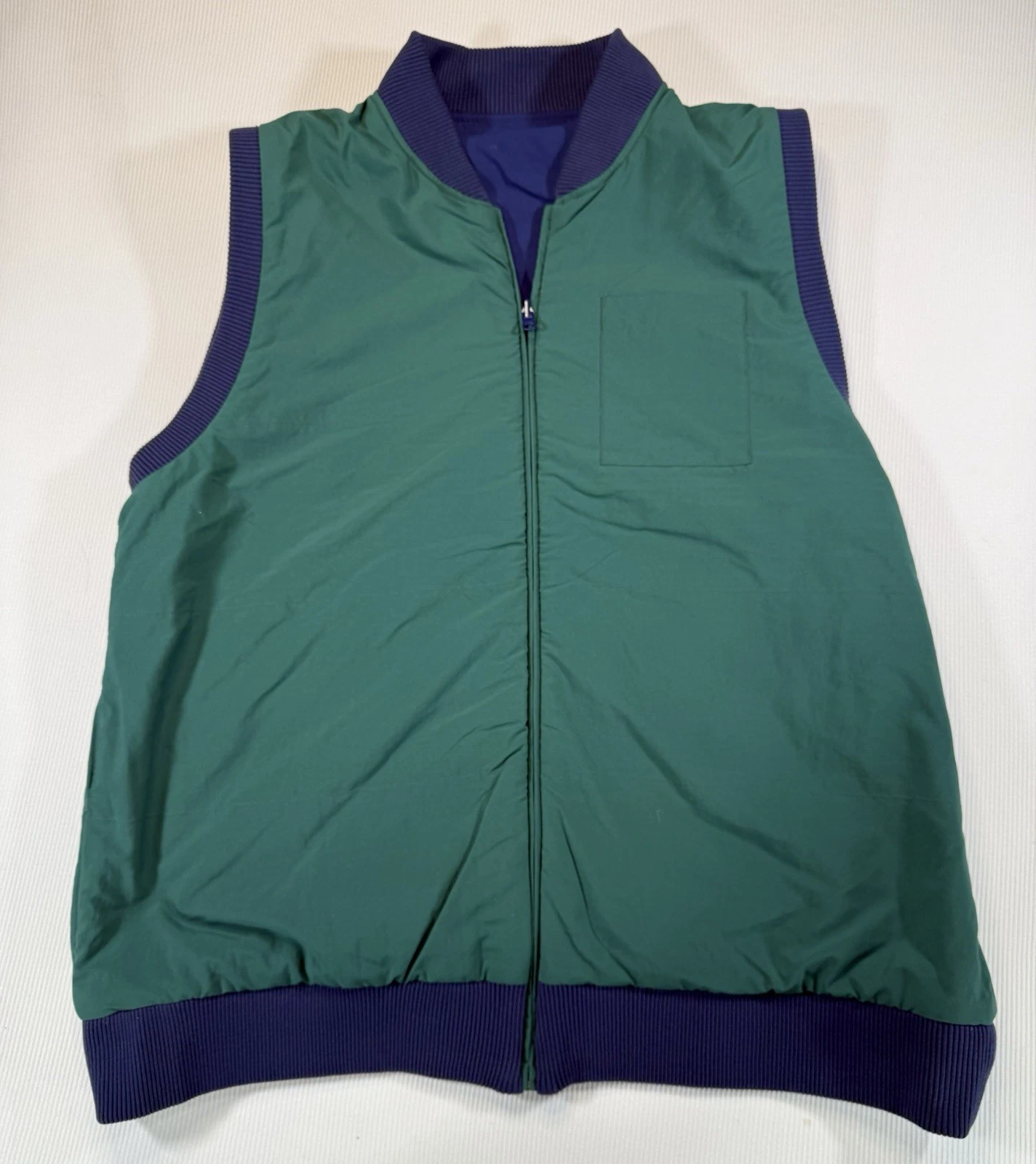 Criquet Reversible Vest Mens XXL Blue Green Full Zip Nylon Midweight