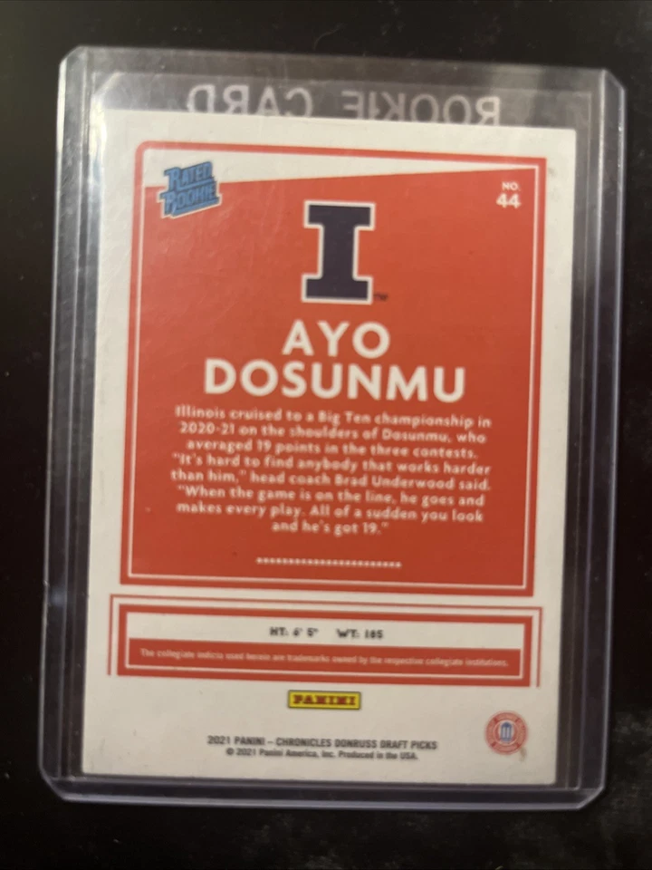2021 Panini Chronicles Draft Picks Donruss Rated Rookies Ayo Dosunmu #44 Bronze - Image 2 of 2