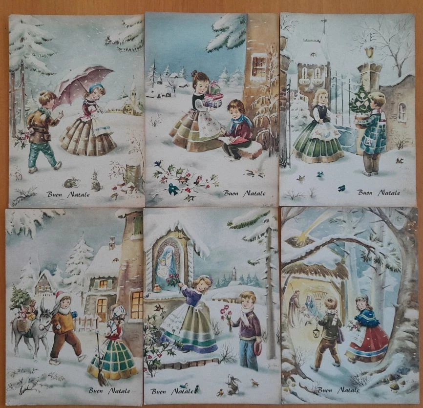 12 Pezzi Biglietti d'auguri Cartoline natalizie vintage con buste