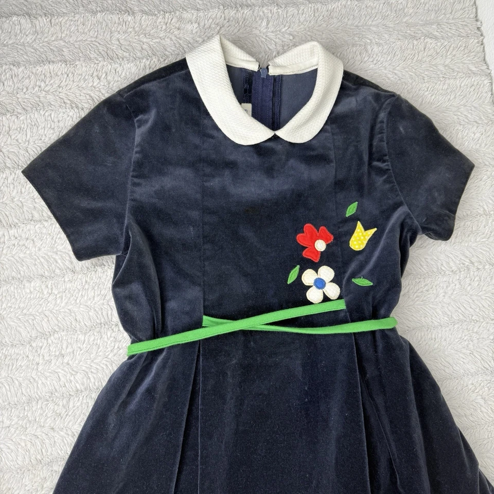 Sylvia Whyte Saks Fifth Avenue Blue Flower Velvet Dress Girls 6 *See Measurement - Image 2 of 4