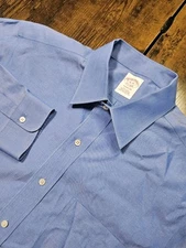 Brooks Brothers Madison 16-34 Blue Supima Non Iron Mens Dress Shirt