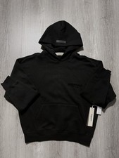 Essentials Black Pullover Hoodie Cotton Blend Fleece Hooded Pockets Men  s XL