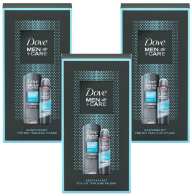 3 x Dove Men+Care Geschenkset mit Duschgel und Spray - 3 x Je 250ml + 150ml 