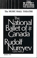 The National Ballet Of Canada Playbill, with Rudolf Nureyev, Boston, 1974