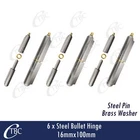 6 x Hinge Greasable Steel Bullet Weld 16x100mm Window Trailer Gate Door Caravan