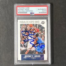 2015-16 NBA Hoops #98 Rodney Hood Signed Card AUTO PSA Slabbed Jazz