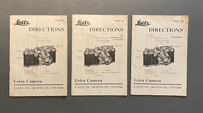 Leitz Leica 1938 Camera DIRECTIONS PART 1 2 & 3 Model G, B, E & FF