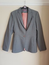 Debenhams Tailored Blazer Suit Jacket Light Grey Smart Fitted Button Front Uk12