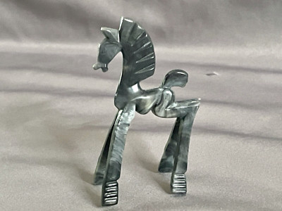 Vtg MCM NOSCO Don Manning Stylized Art Deco Charcoal/Cream Plastic HORSE FIGURE