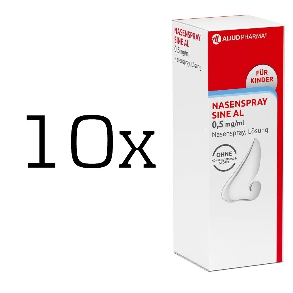 10x Nasenspray AL sine 0,05% für Kinder ohne Konservierung 10ml, PZN 12464118