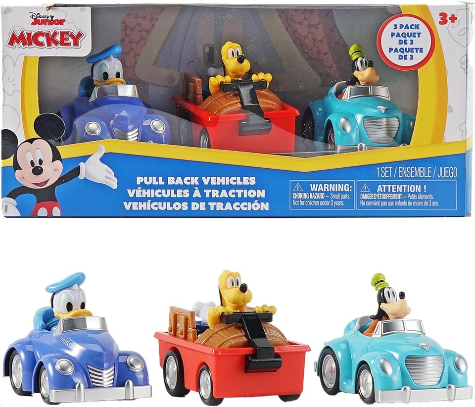 Disney Junior 6 pck Pull Back Vehicle Complete Set Mickey, Minnie