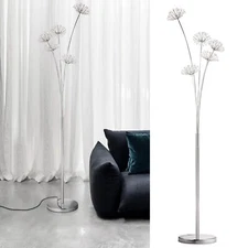 Crystal LED Floor Lamp Living Room Lighting Standing Lamp Tall Pole Shade 5 Head