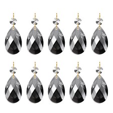 Teardrop Crystal Chandelier, 10 Pack 60mm Length Prisms Part Electroplating Gray