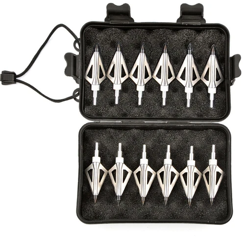 12 Stück Bogenschießen Pfeilspitzen & Box Jagdschraube Pfeilköpfe 100 Grain Broadheads - Bild 11 von 27