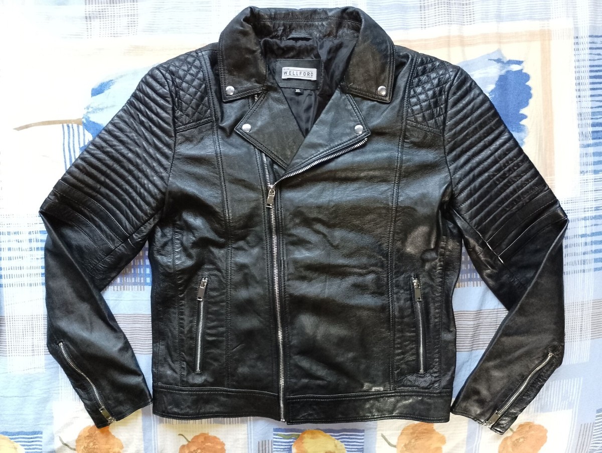 Leather Veste Cuir Blue Wellford Bleu Marine Blouson Cuir Luxe - Main Image