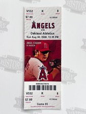 2009 Oakland Athletics at LA Angels Ticket 8/30/09 John Lackey 100th Win