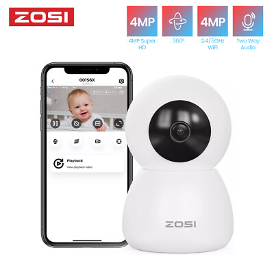 ZOSI 4MP 360° Funk Überwachungskamera Innen Pan Tilt 5GHz Baby IP WiFi Kamera
