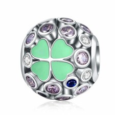 Charm abbinato a Pandora Armba argento sterling 925 trifoglio portafortuna C20
