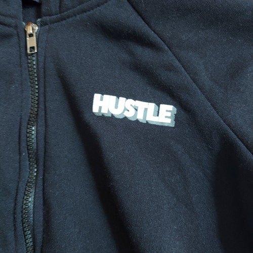 Hustle Boys Black Blue Full Zip Pockets Sweater Hoodie - Size 12/14 - Picture 7 of 16