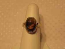 Sterling Silver Tiger Eye Ladies Ring Size 6 - 6 1/4