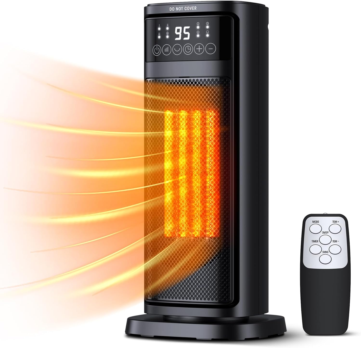 Indoor Space Heater, 1-12H Timer, Digital Display, 70°Oscillation, PTC Ceramic E