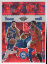 2020-21 Contenders Optic Pick n Roll Red Cracked Ice #19 Joel Embiid Ben Simmons
