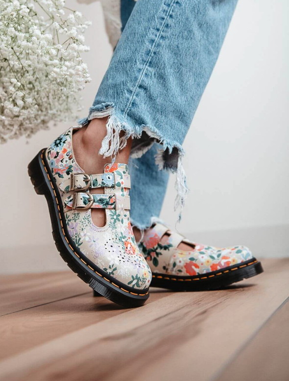 DR. MARTENS 8065 FLORAL MASH UP LEATHER MARY JANE MSRP$170 Super