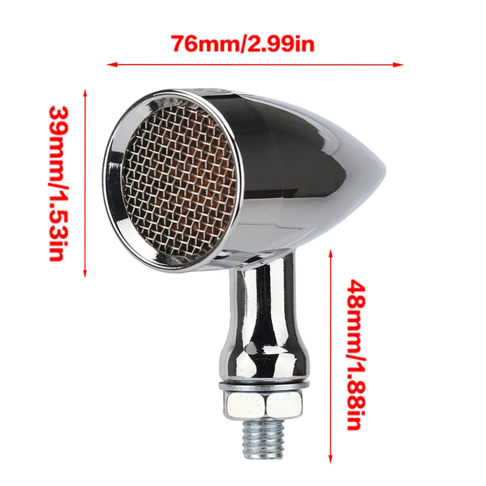 Luces intermitentes de freno ámbar bala LED cromadas para motocicleta para Harley Foto 2 de 4