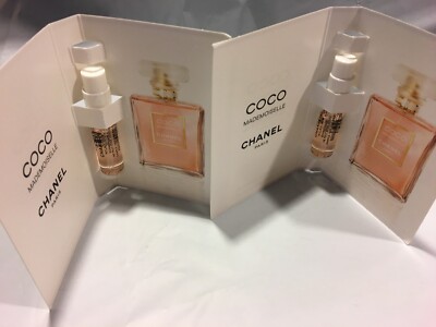 2 X Chanel COCO MADEMOISELLE WOMENS EDP Perfume Sample Vials carded 1.5 ML