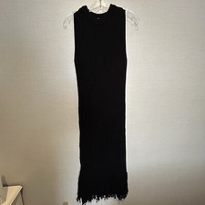 Zara Long  Black knit Dress with Beards At The End Sz S