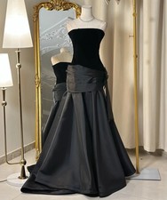Sexy Black Velour Evening Dresses Pleat Mermaid Strapless Prom Party Gowns 