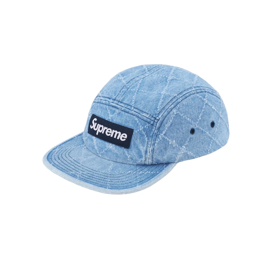 Casquette de camp en denim perforé suprême indigo lavé   23FW  