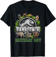 Kids 9 Year Old Shirt 9th Birthday Boy T Rex Dinosaur T-Shirt Gift for Dad, Mom,