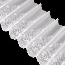 5 Yards Cotton Eyelet Lace Trim, White Cotton Floral Scalloped Lace for Sewing D