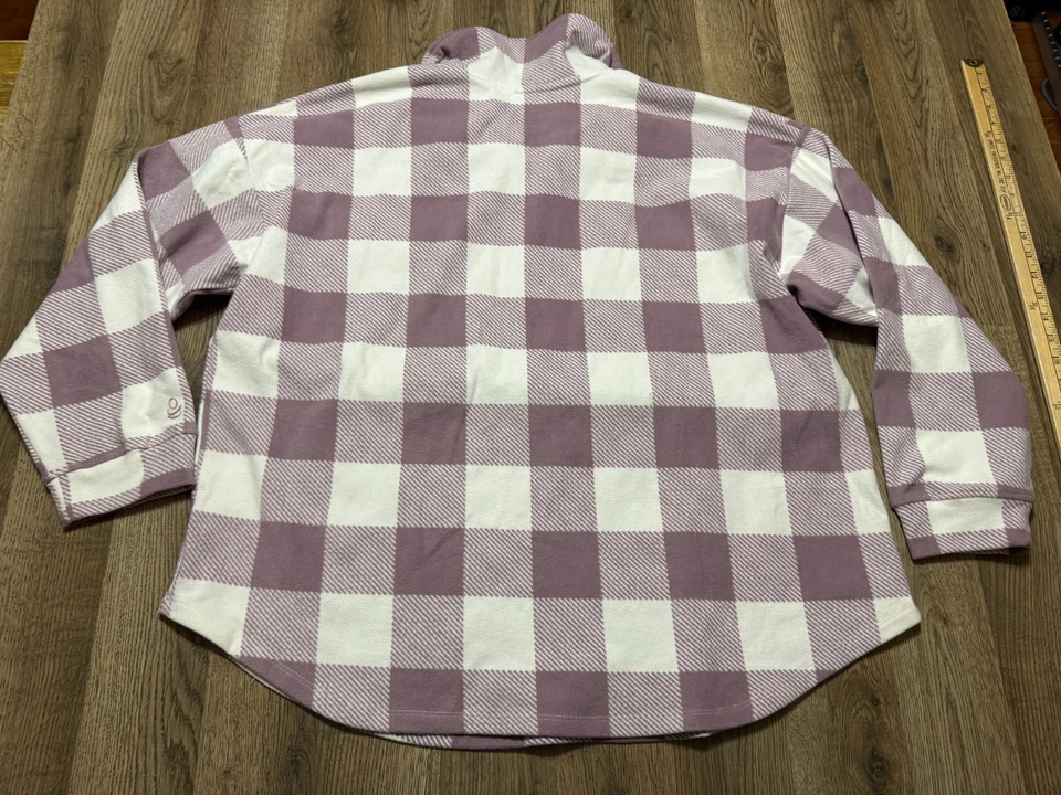 Suéter Cuddl Duds, Para Mujer Plus 1X, Púrpura Blanco, Cuadros, Cuarto de Cremallera, Pullover Foto 2 de 4