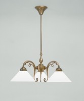 Premium HäNgelampe Messing Opal Weiß Glas E27 L:64 Cm Kronleuchter Wohnzimmer