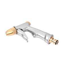 Garden Hose Nozzle Sprayer Heavy Duty Metal High Pressure Water Silver